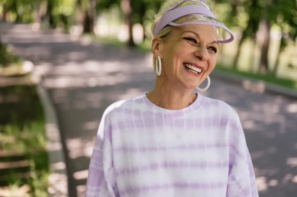 elderly woman walking